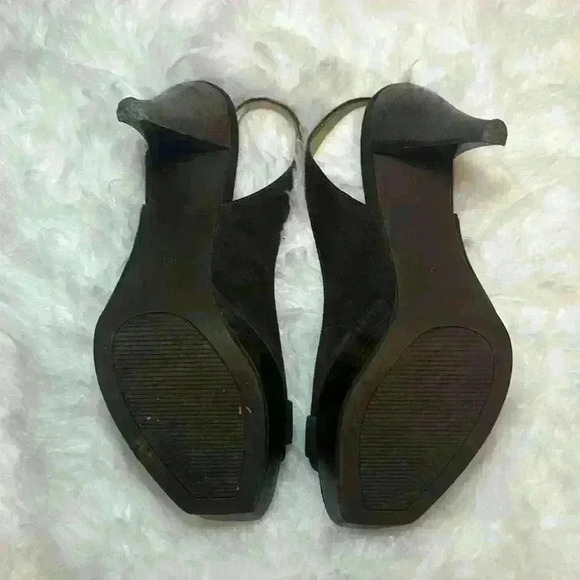 Guess Wgleona Vintage Dark Brown Suede 4” Heels with Back Strap Womens Size 6.5 - Picture 8 of 16